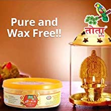 TOTA Pure Cow Ghee Diya Cotton Wick for Puja -50 Ghee Batti | Wax Free Desi Ghee Diya Wick – Pack of 1