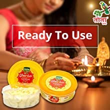 TOTA Pure Cow Ghee Diya Cotton Wick for Puja -50 Ghee Batti | Wax Free Desi Ghee Diya Wick – Pack of 1