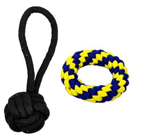StonKraft Dog Toys Chew Products Set – Puppies Teething Rope Toys Pack, Games for Pets | Suitable for All Dogs, Non-Toxic, Washable & Safe for Pets | Colourful, Bouncy & Fun (Set 1)