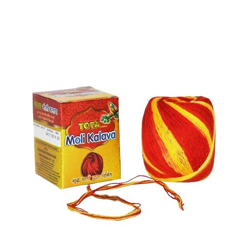 TOTA Pooja Set of Ghee Diya Batti | Roli Kumkum | Chandan Tilak Paste |Moli Kalawa Puja Items for Home (Total weight - 300 Gram) - Pack of 4