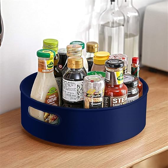 Kleo 360° Rotating Organizer Tray, Kitchen Organizer, Multi-Purpose Rotating Tray, Cosmetics Organizer, Bathroom & Dressing Table Organizer (Blue)
