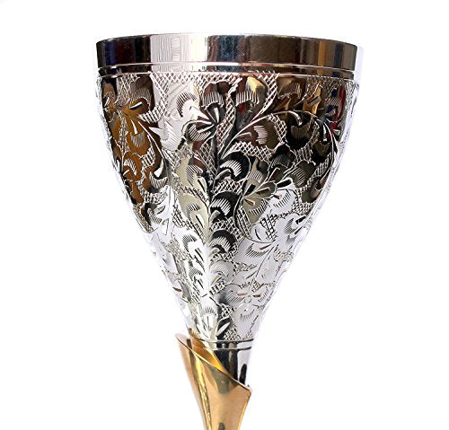 StonKraft eSplanade Engraved Brass Goblet Champagne Glasses Flutes Coupes Wine Glass Set