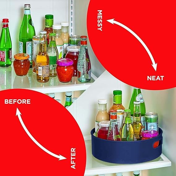 Kleo 360° Rotating Organizer Tray, Kitchen Organizer, Multi-Purpose Rotating Tray, Cosmetics Organizer, Bathroom & Dressing Table Organizer (Blue)