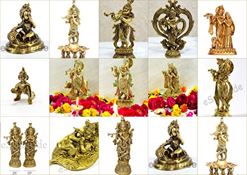 StonKraft - Radha Krishna Pair Murti Idol Statue Sculpture - Brass- Antique