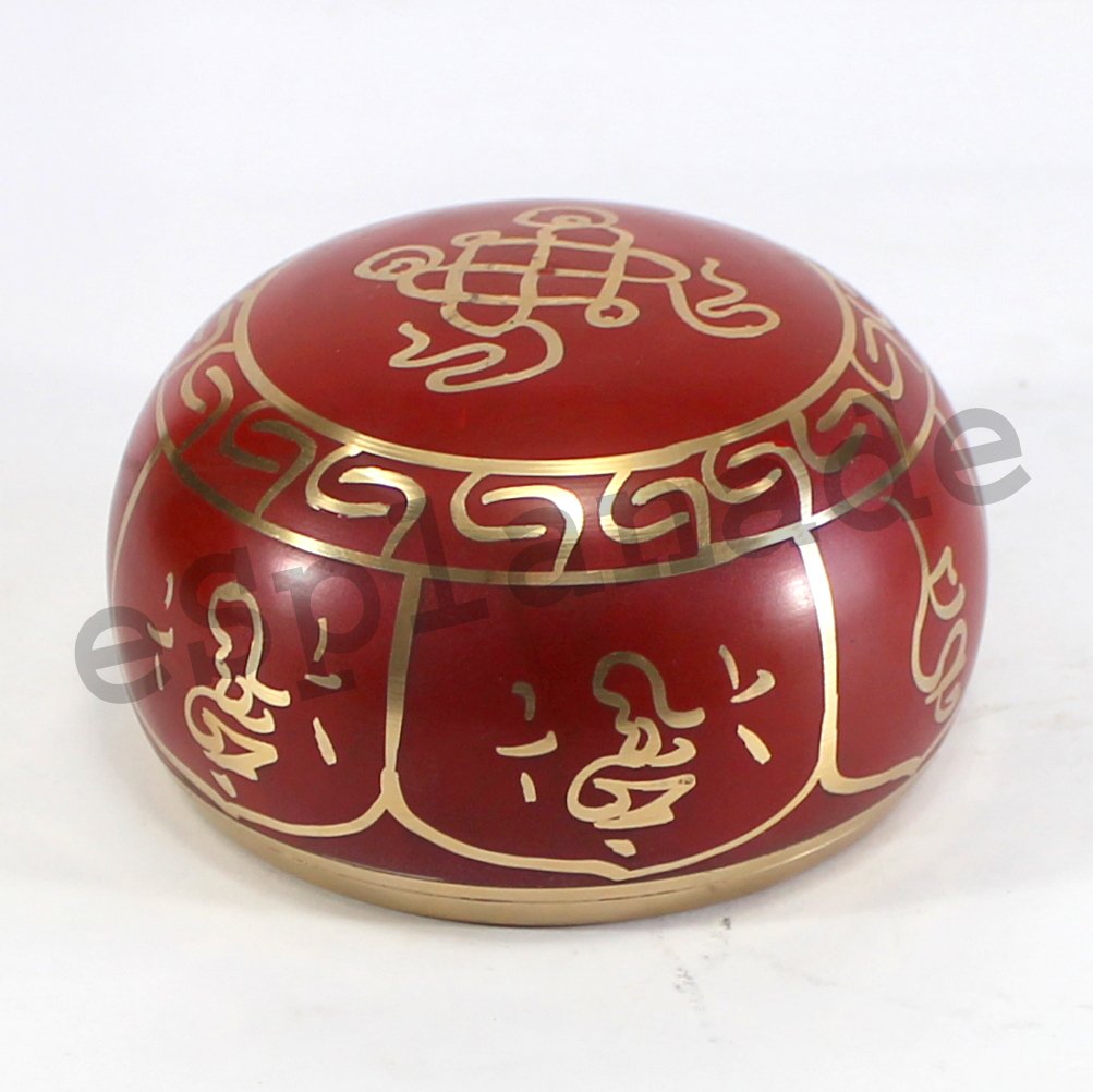 eSplanade - Singing Bowl Tibetan Buddhist Prayer Instrument with Striker Stick | OM Bell | OM Bowl | Meditation Bowl | Music Therapy (Red) 4, 5,6 Inches