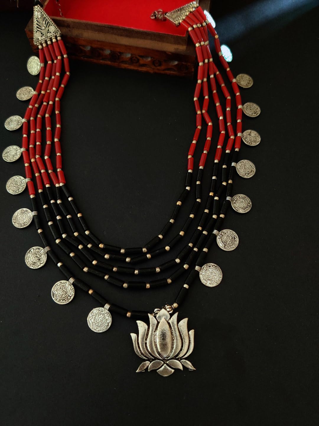 Binni s Wardrobe Oxidized Jewellery Set (Necklace, Earings, Womens), Metal, No Gemstone