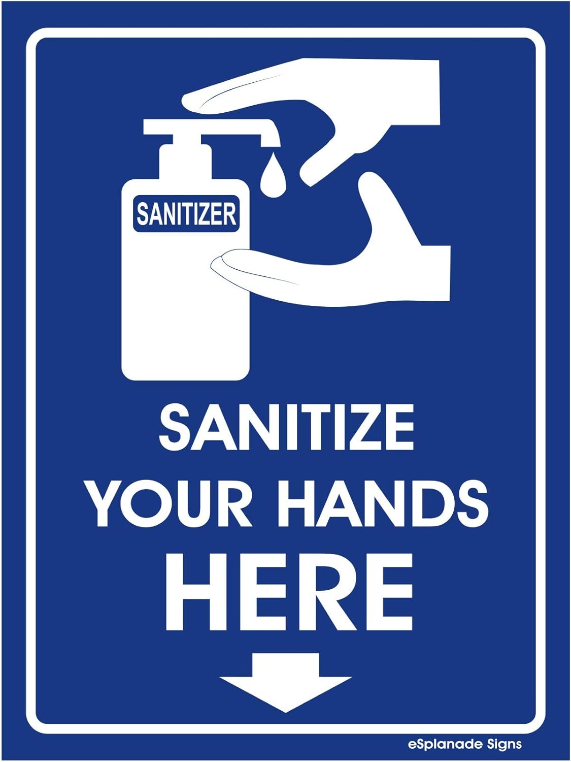 eSplanade No Mask No Entry and Sanitize Sign Sticker Decal - Easy to Mount Weather Resistant Long Lasting Ink Size (8" x 6")
