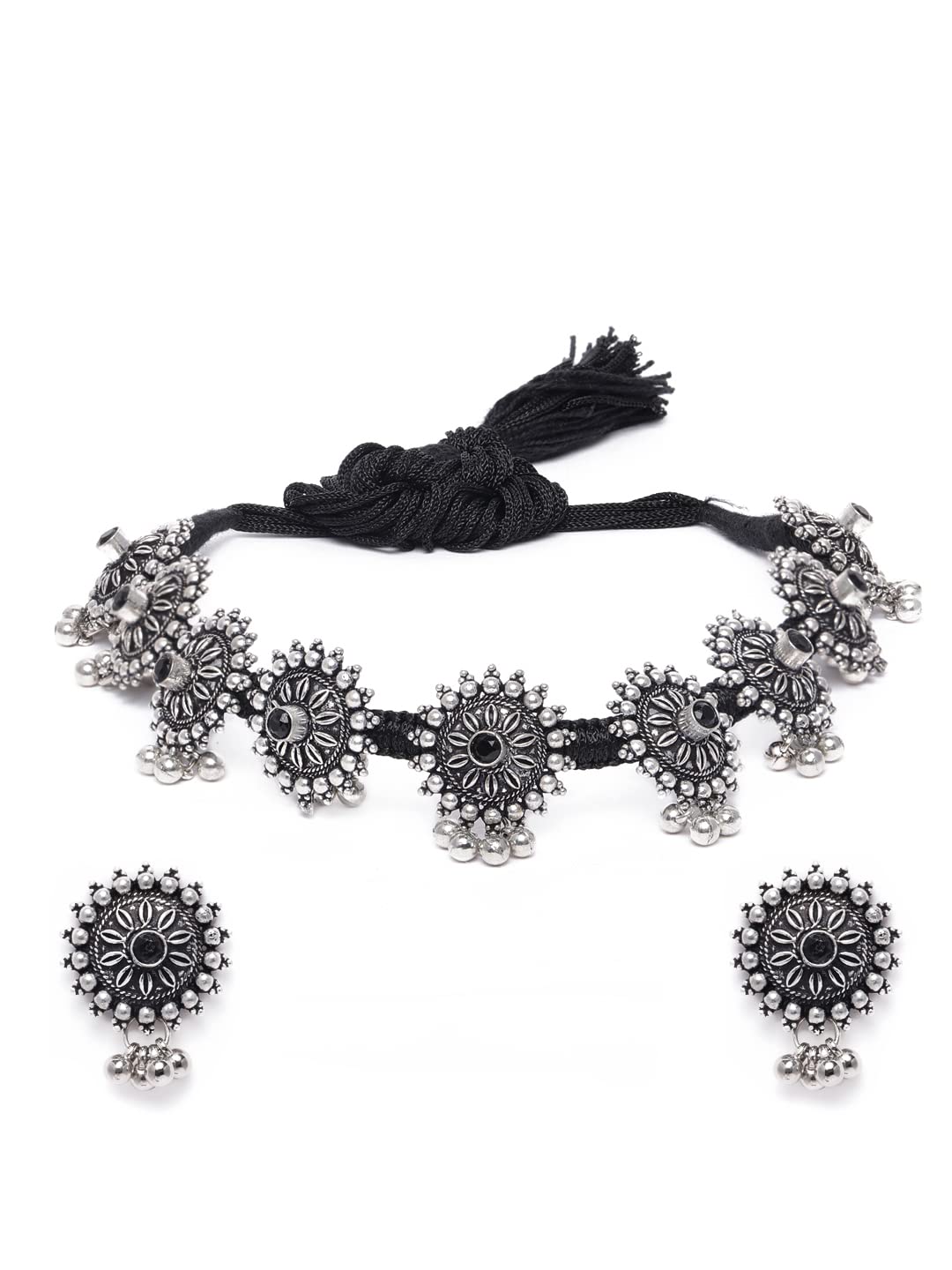 Binnis wardrobe beaded five lines Beautiful handcrafted menakari lotus necklace set