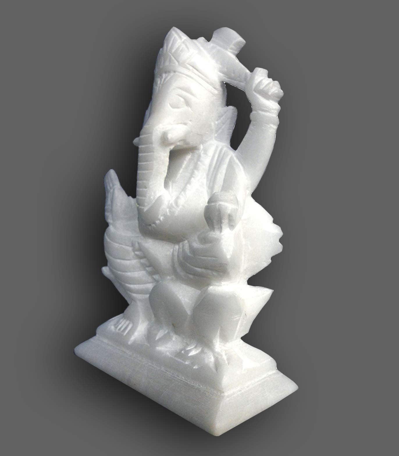 StonKraft Marble Ganesh Ganesha Statue Murti Idol ( Left Trunk)
