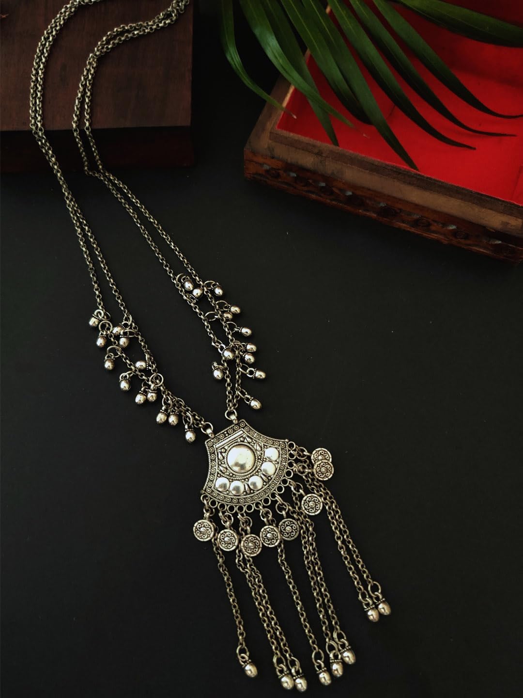 Binni s Wardrobe Oxidized Jewellery Set (Necklace, Earings, Womens), Metal, No Gemstone