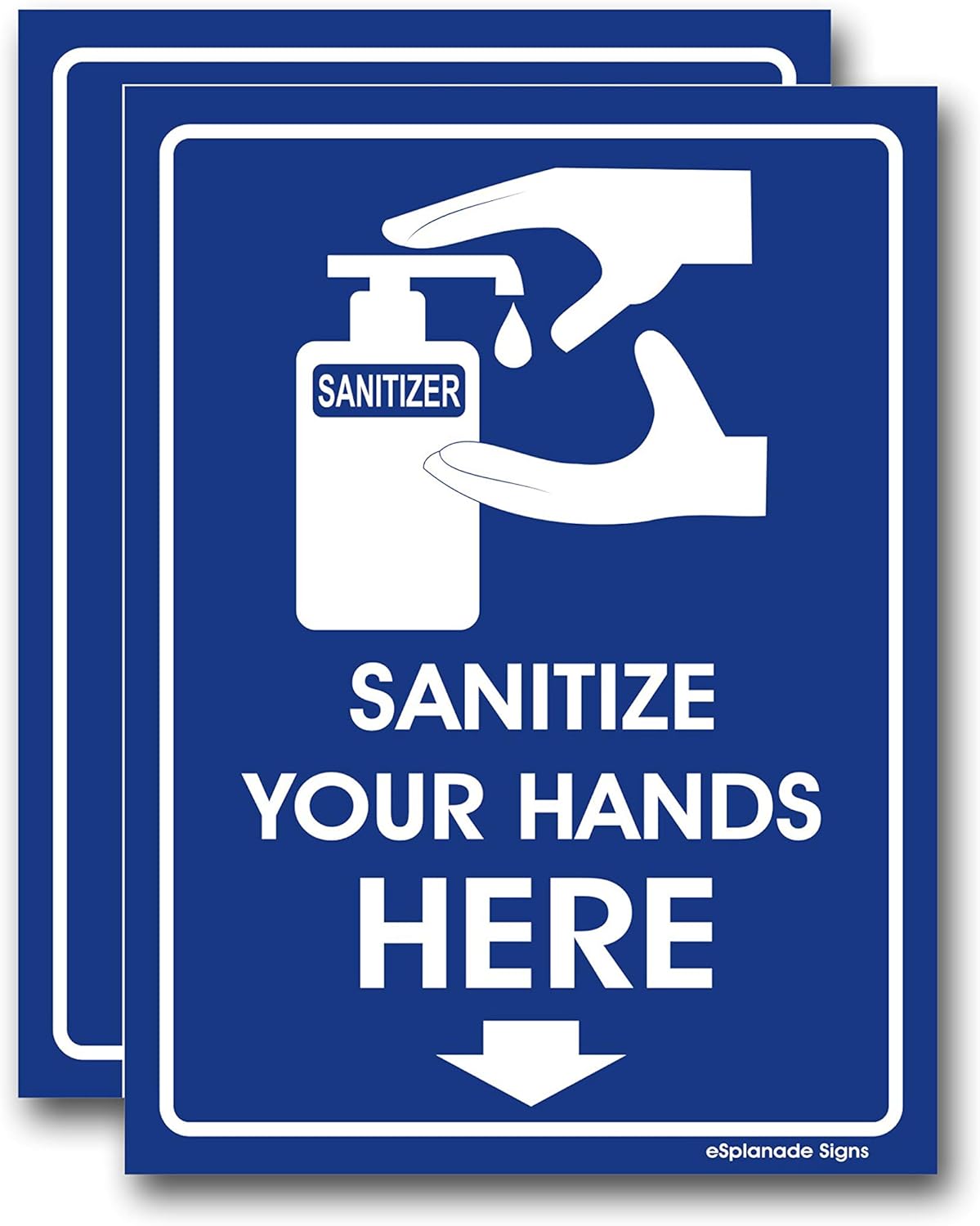 eSplanade No Mask No Entry and Sanitize Sign Sticker Decal - Easy to Mount Weather Resistant Long Lasting Ink Size (8" x 6")