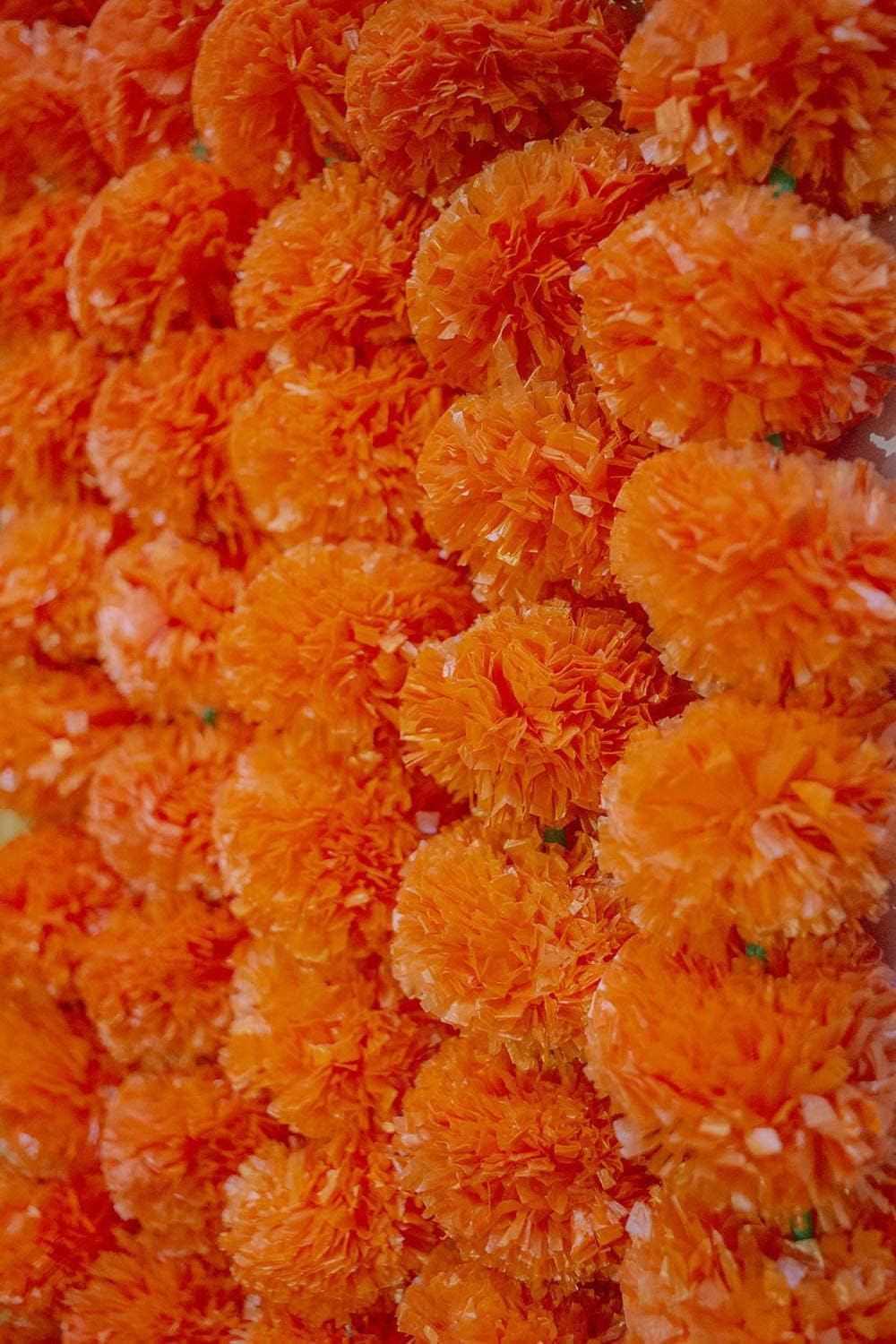 eSplanade Artificial Marigold Flower Garlands for Home Decor - Pack of 5 Strings - Multi-colour- 4 to 4.5 Feet Length