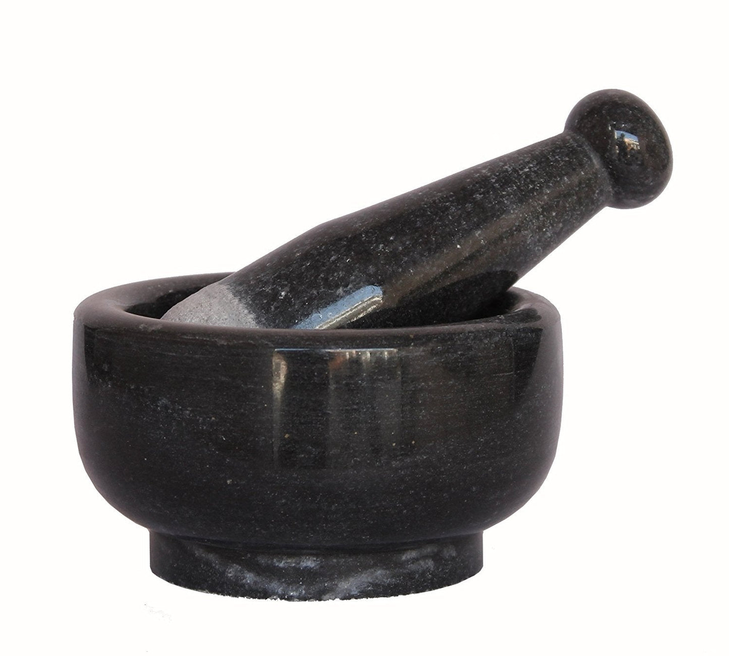 KLEO 5" Diameter Natural Stone Mortar and Pestle Set as Spice Grinder, Medicine Masher - Okhli & Musal (Black, White, Green)