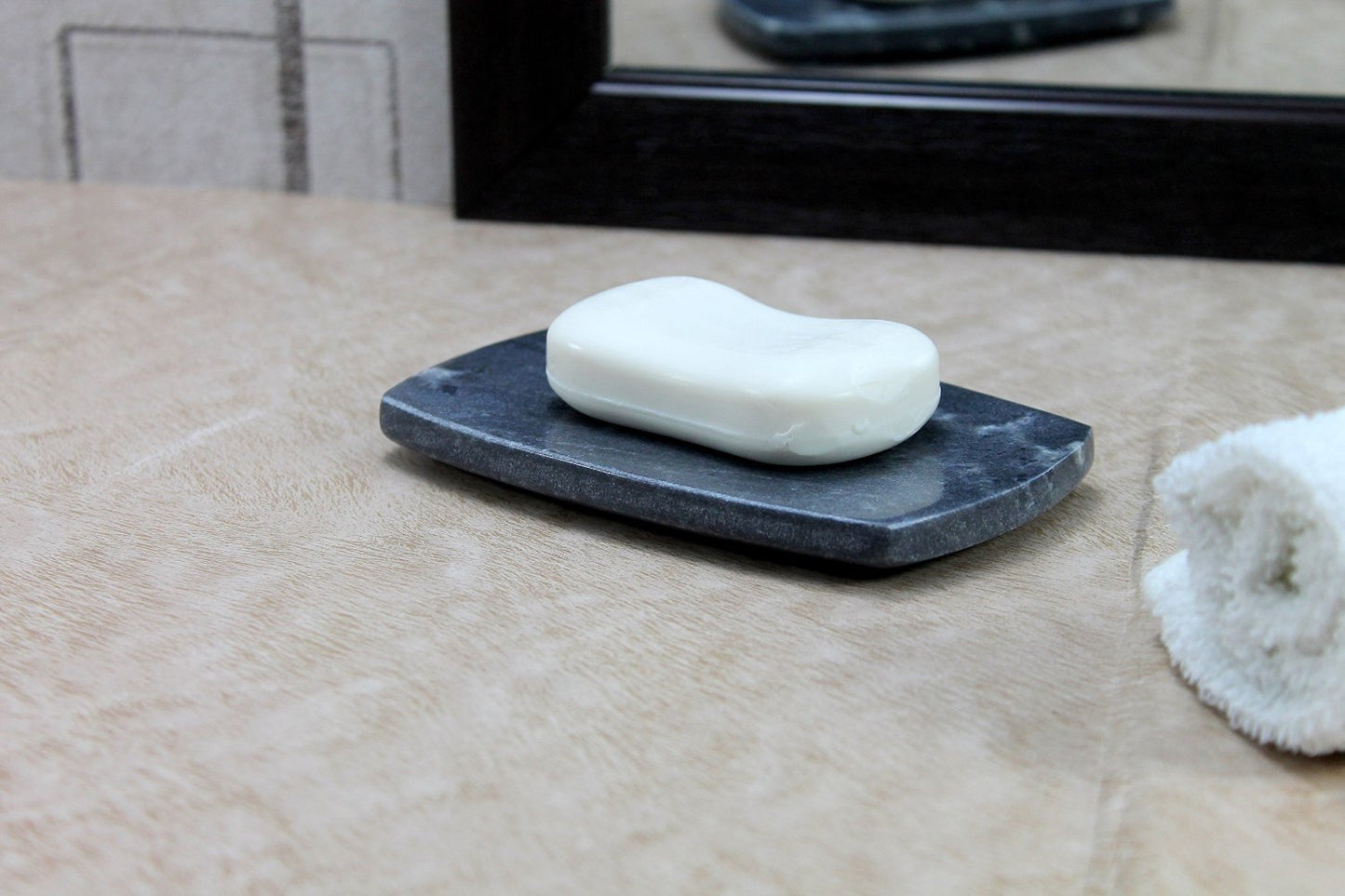 KLEO - White Marble Stone Soap Dish Bath Accessories for Bath, Tub or Wash Basin