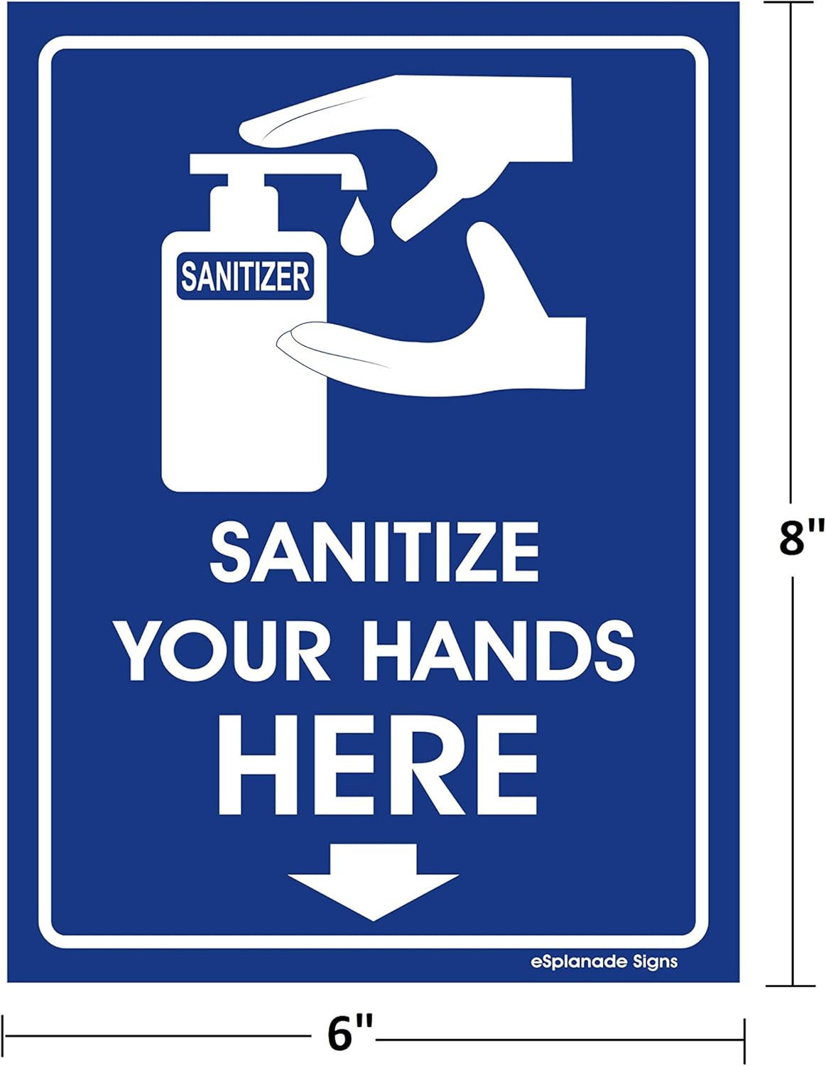 eSplanade No Mask No Entry and Sanitize Sign Sticker Decal - Easy to Mount Weather Resistant Long Lasting Ink Size (8" x 6")