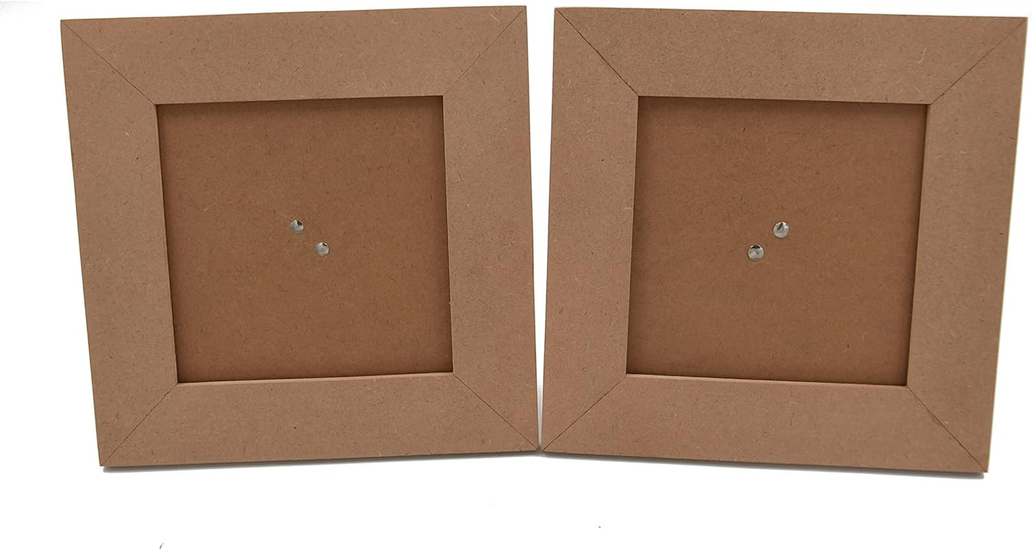 IVEI MDF Recycled Wood Plain Photo Frame - Set of 2 - DIY Activity Do-it-Yourself Decoupage - Brown - 8.5" Inches