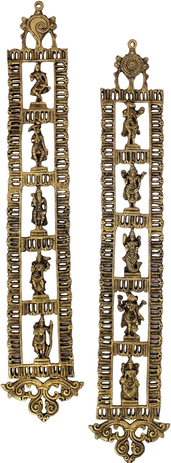 eSplanade - Brass Vishnu Dashavatar Dashavatara Dasavatharam - Ten Incarnations Avtars - Ten Incarnations of Lord Vishnu - Wall Hanging