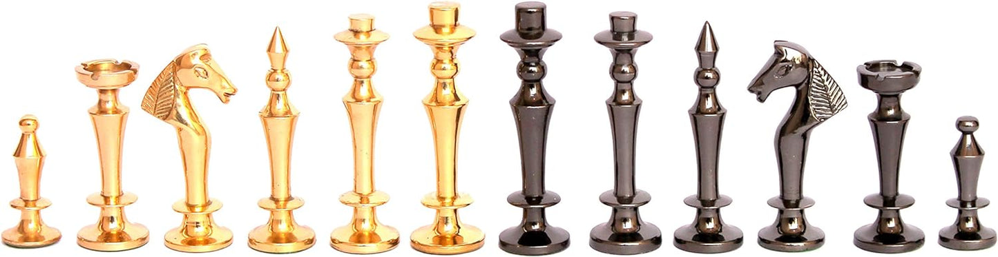 StonKraft Collectible White & Black Marble Chess Board Set + Brass Chess Pieces Pawns - Decorative Stone Chess - Home Decor - 15" Inches