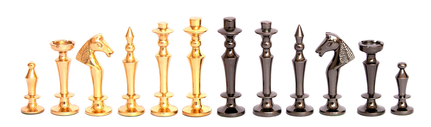 StonKraft Collectible Green Marble Chess Board Set + Brass Wooden Combo Pieces Pawns - Decorative Stone Chess - Home Decor