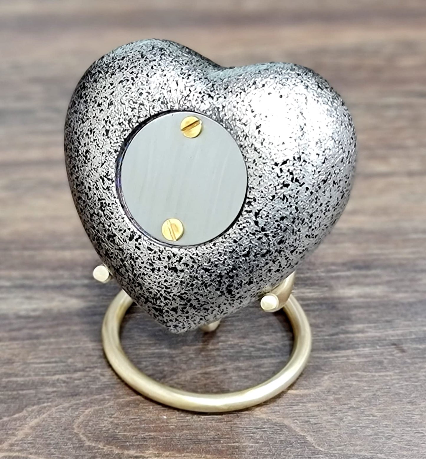 eSplanade Metal Mini Cremation Urn Heart-shaped Keepsake Memorial Jar Pot Container | Small Urn for Funeral Ashes Burial | Wave Textured Metal Keepsake with Stand | Multicolor