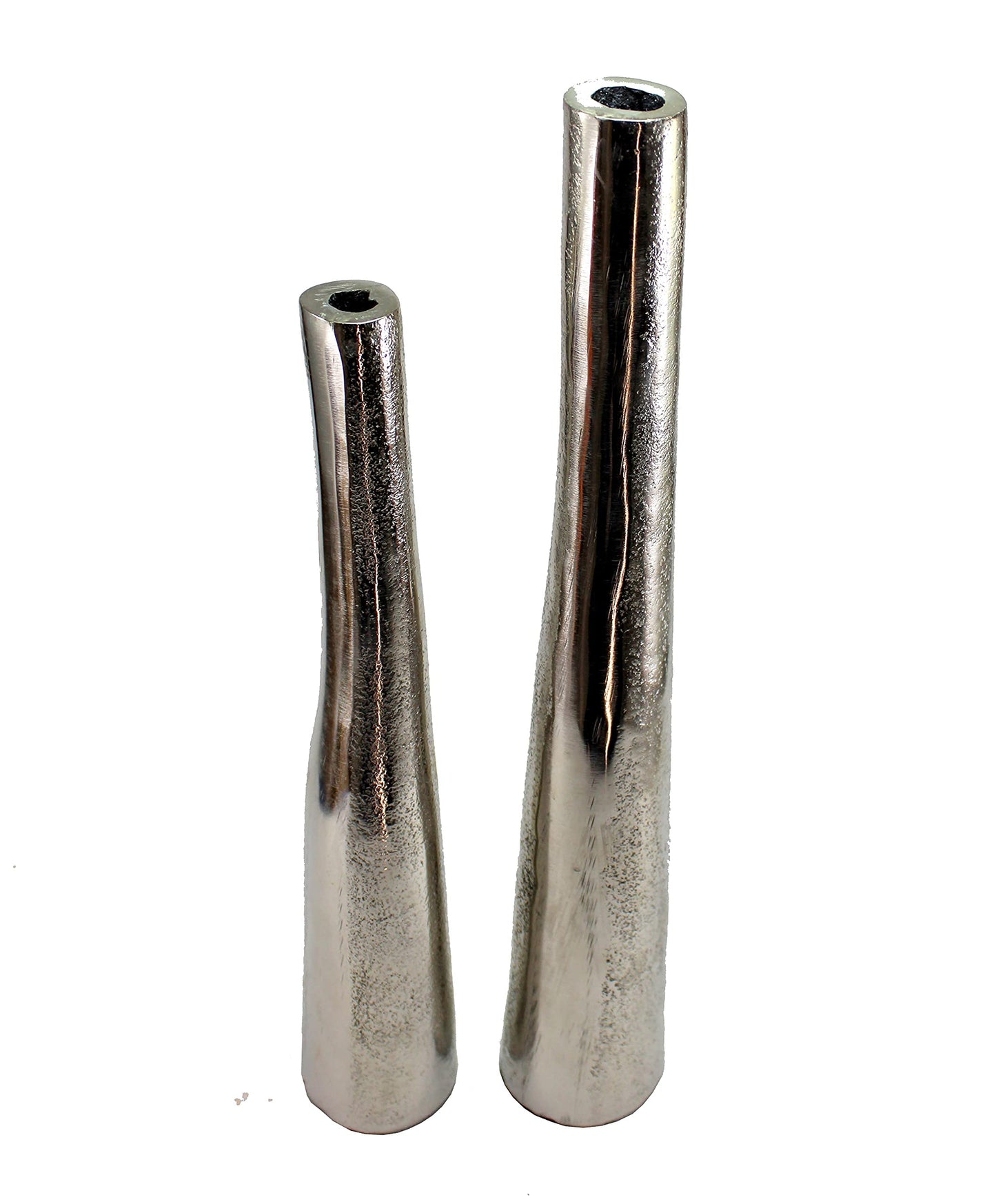 eSplanade Metal Flower Vase Flowerpot - Decorative Items Showpiece - Set of 2 | Home Decor Statement Piece for Showcase Foyer Table Desk | Silver , Copper