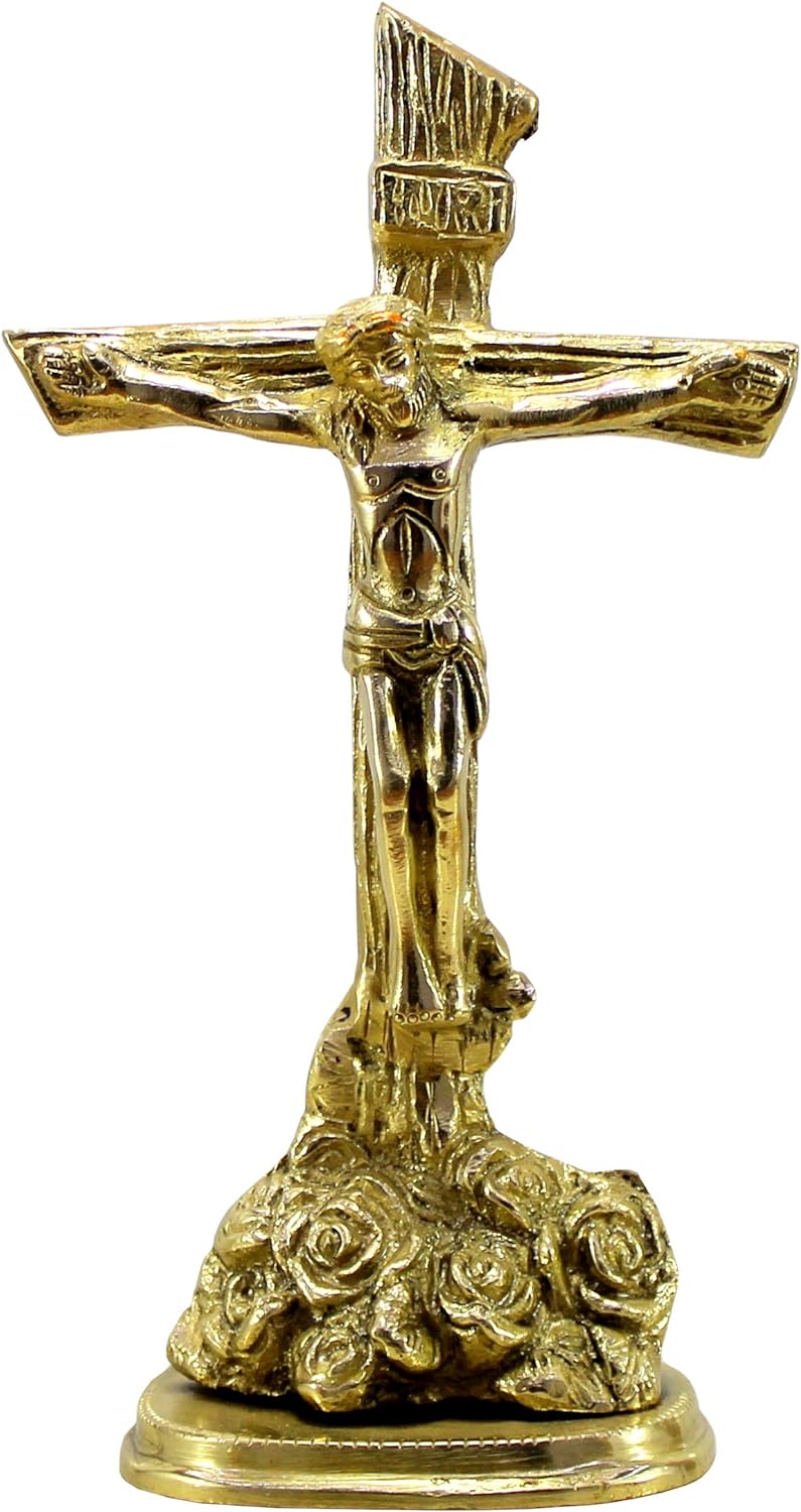 StonKraft Brass Holy Statue of Jesus Christ - Jesus Cross - Idol Statue Sculpture - 8" Inches