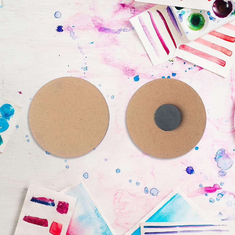 IVEI DIY MDF Wood Sheet Craft Magnet - Plain MDF Fridge Magnet Blanks Cutouts - Magnets for Painting Wooden Sheet Craft, Decoupage, Resin Art Work & Decoration