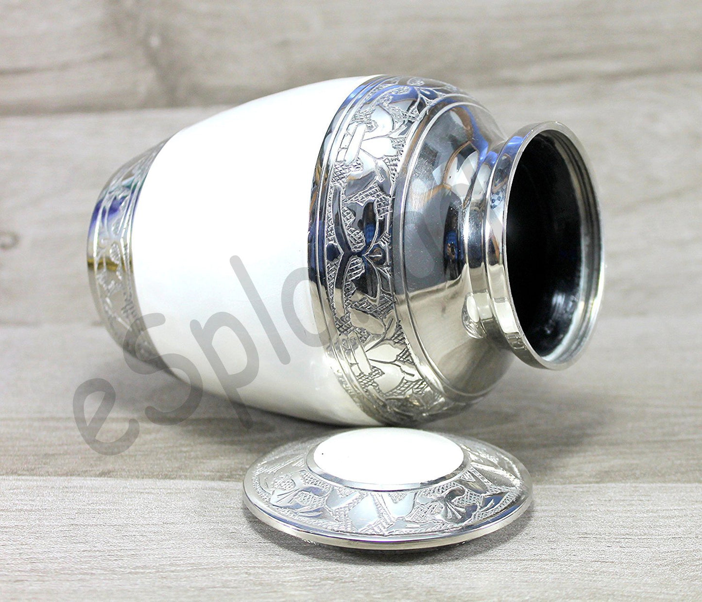 eSplanade Metal Cremation Urn Memorial Jar Pot Container | Medium Size Urn for Funeral Ashes Burial | Engraved Metal Urn
