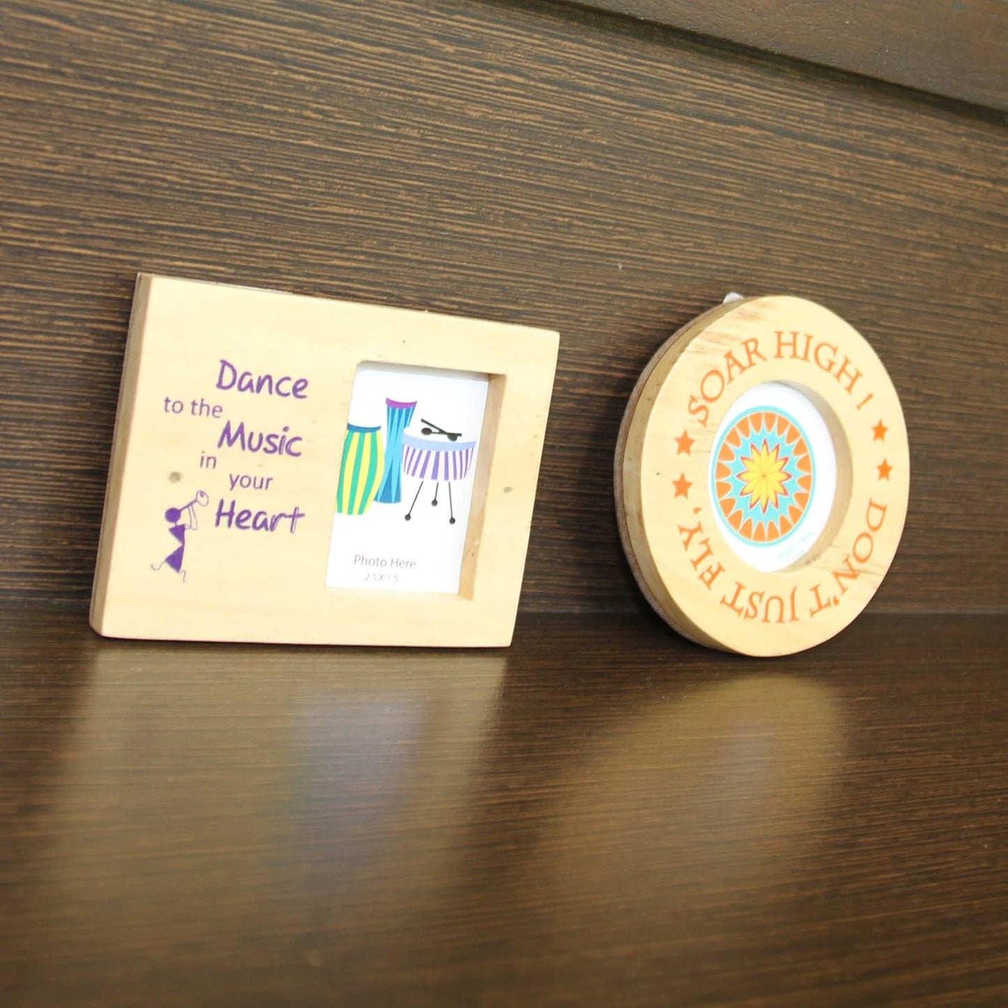 IVEI small wooden photo magnets - circular and rectangular - birthday return gifts - Mini photo frames - Magnets