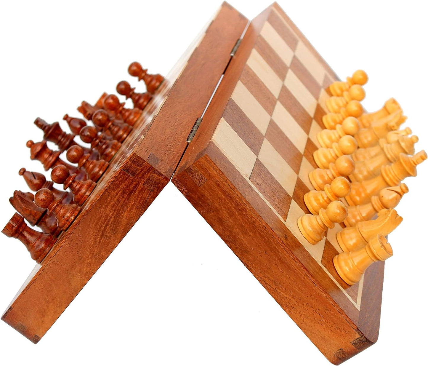 StonKraft Stone Chess Board with Wooden Base - 12" x 12" Inches