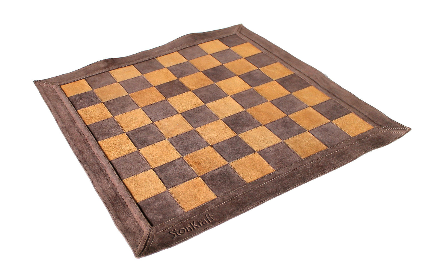 Stonkraft - 19" x 19" - Genuine Suede Leather Chess Board | Roll-up Chess | Tournament Chess