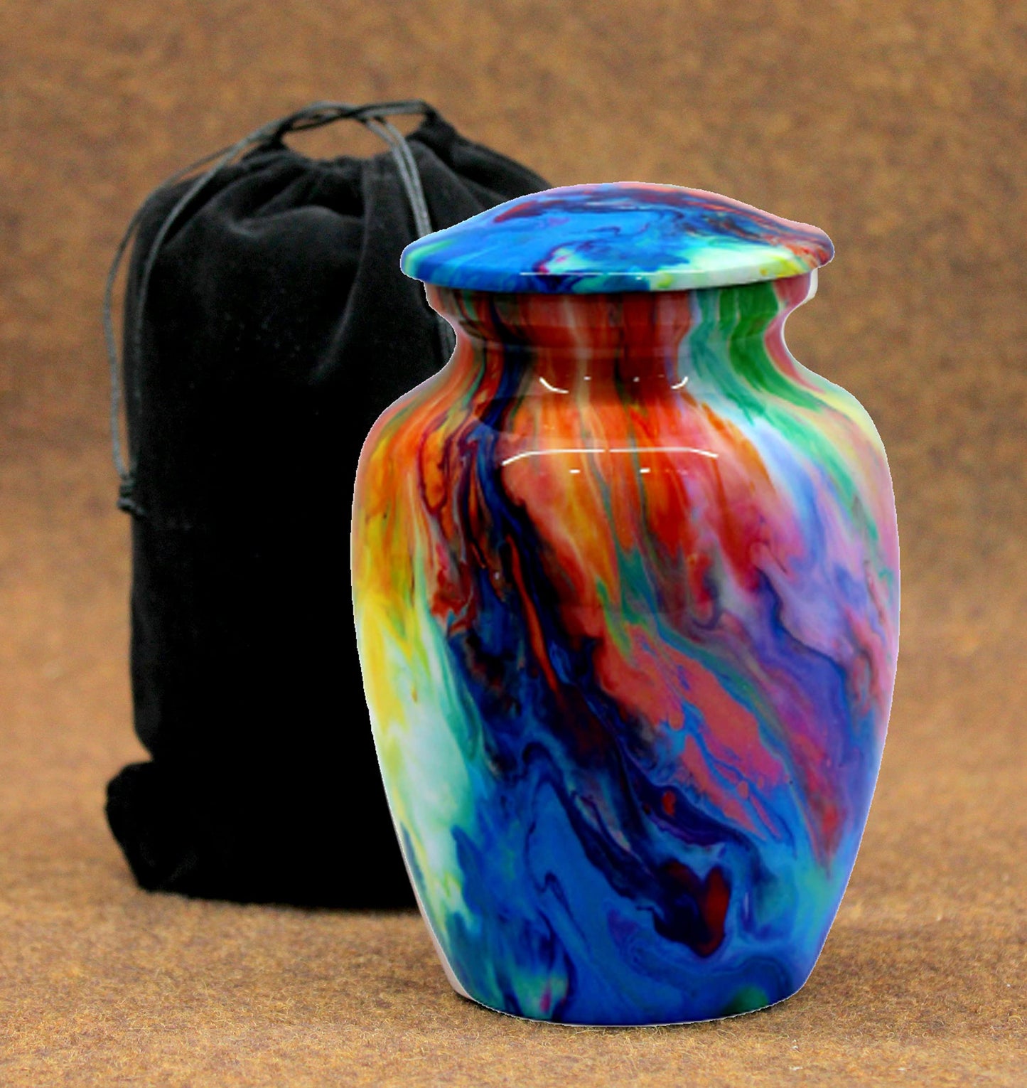eSplanade Brass Cremation Urn Memorial Jar Pot Container | Medium Size Urn for Funeral Ashes Burial | Engraved Metal Urn | Multicolor- 6" Inches