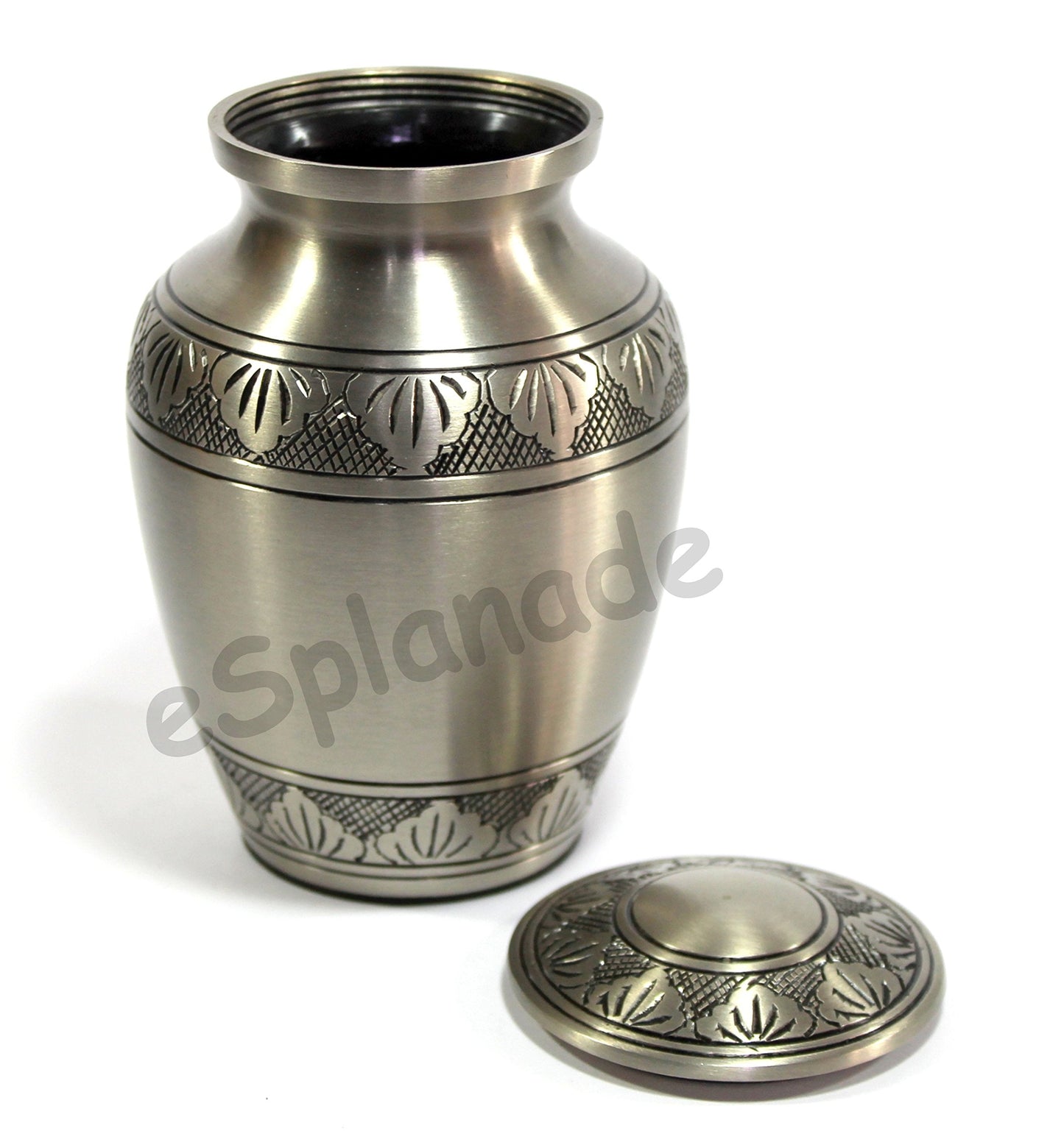 eSplanade Brass Cremation Urn Memorial Jar Pot Container | Medium Size Urn for Funeral Ashes Burial | Engraved Metal Urn | Multicolor- 6" Inches