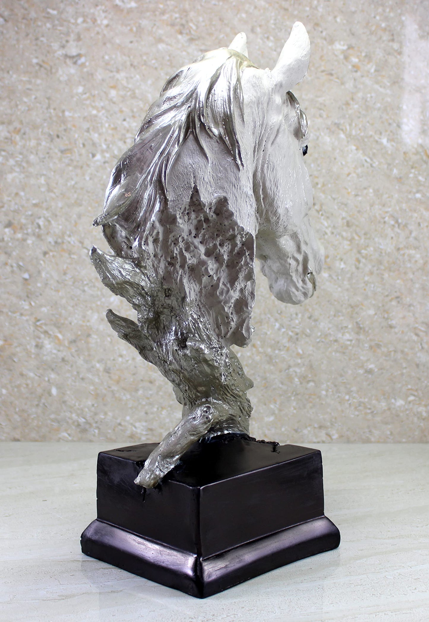 ESPLANADE Resin Horse Head Sculpture Figurine Showpiece | Decorative Items - Home Decor | Silver - 15.5" Inches Big Size