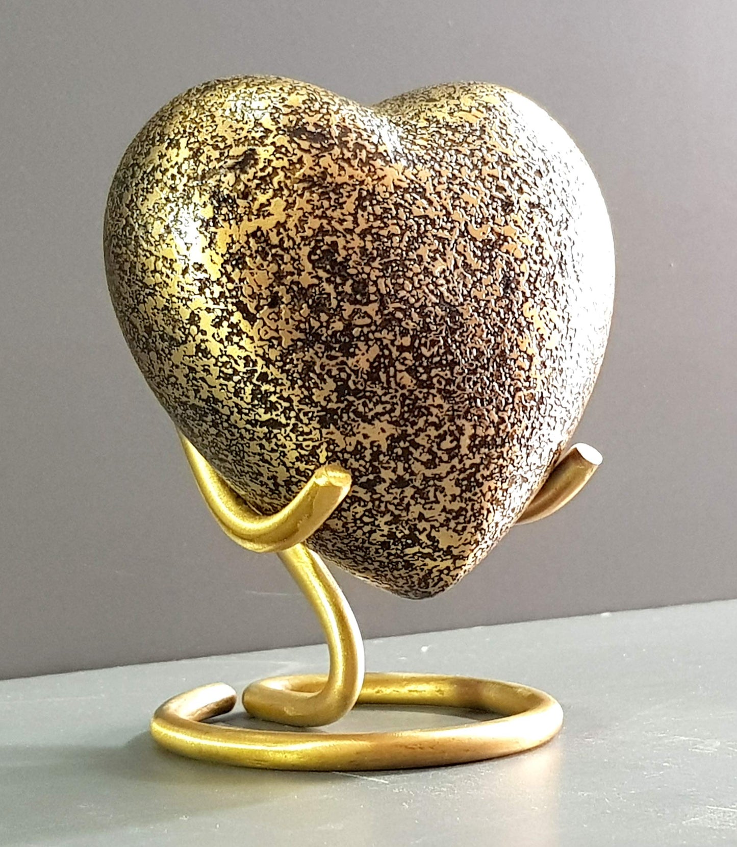 eSplanade Metal Mini Cremation Urn Heart-shaped Keepsake Memorial Jar Pot Container | Small Urn for Funeral Ashes Burial | Wave Textured Metal Keepsake with Stand | Multicolor