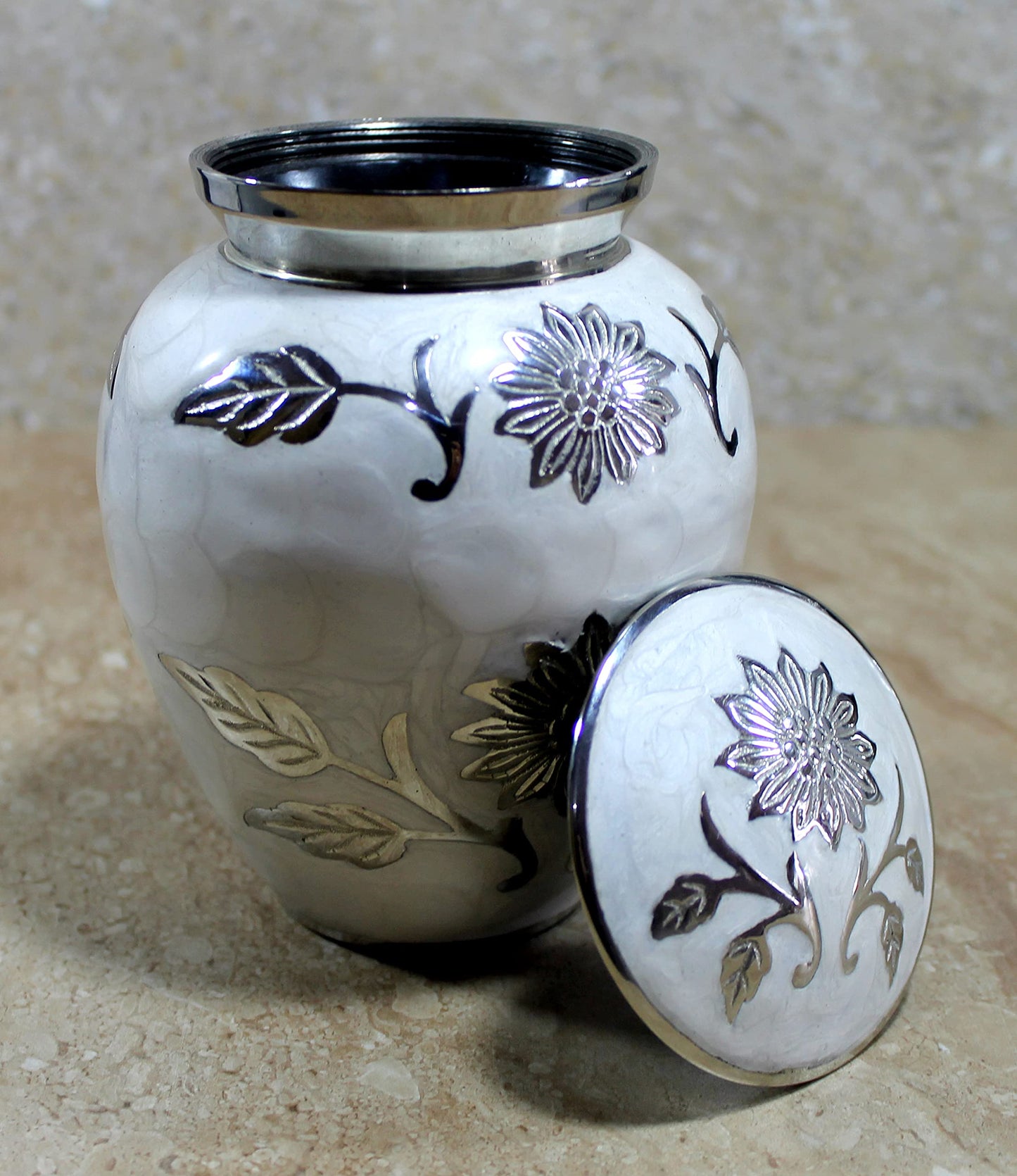 eSplanade Metal Cremation Urn Memorial Jar Pot Container | Medium Size Urn for Funeral Ashes Burial | Engraved Metal Urn