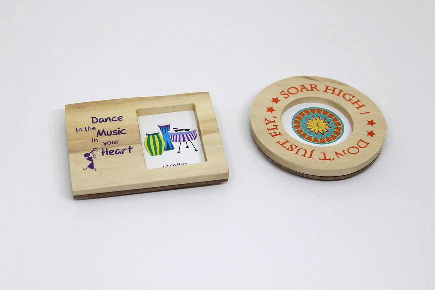 IVEI small wooden photo magnets - circular and rectangular - birthday return gifts - Mini photo frames - Magnets