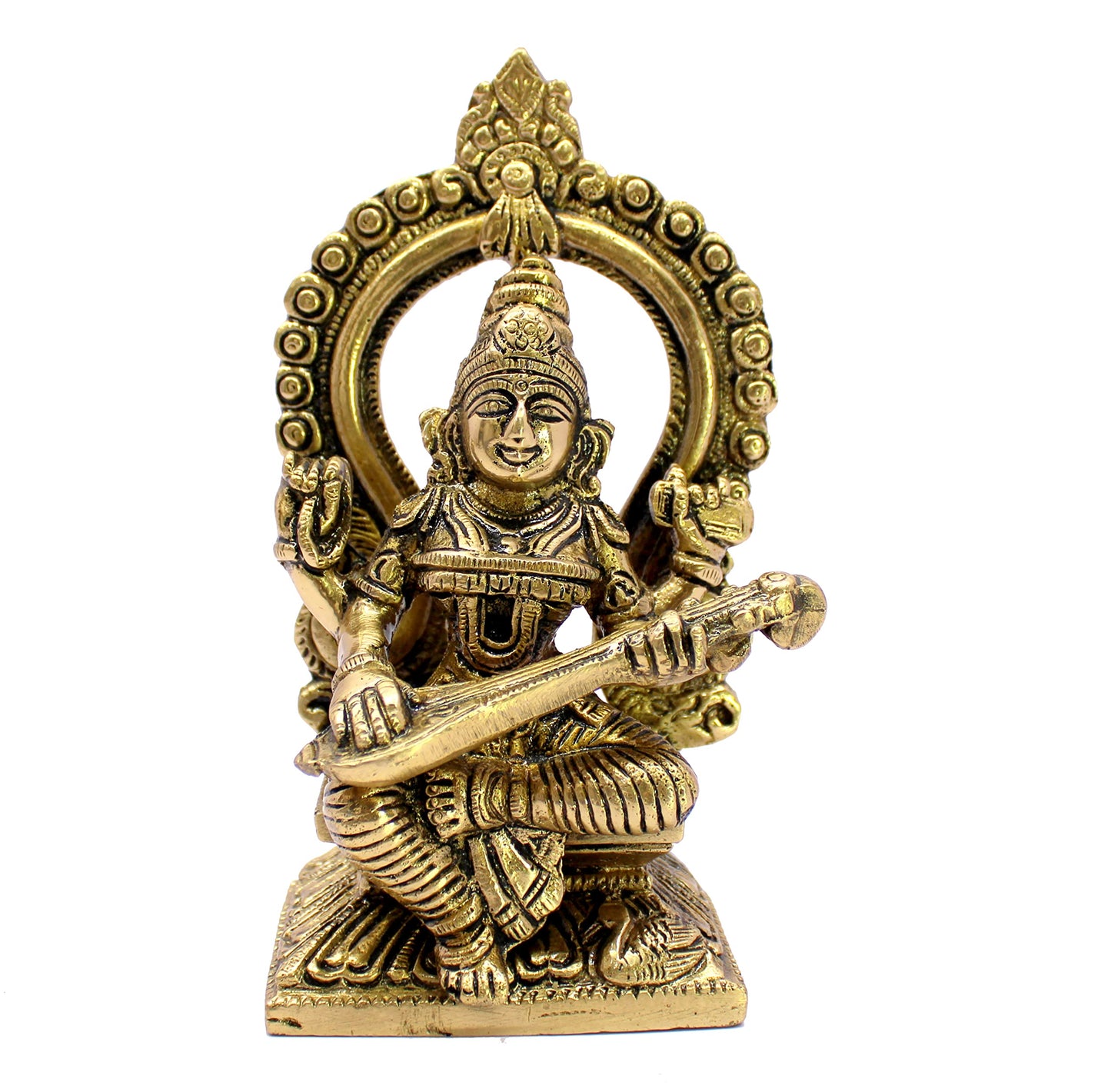eSplanade Brass Saraswati Maa Murti Idol Statue Sculpture for Home Decor and Temple - 6" & 9.75 Inches