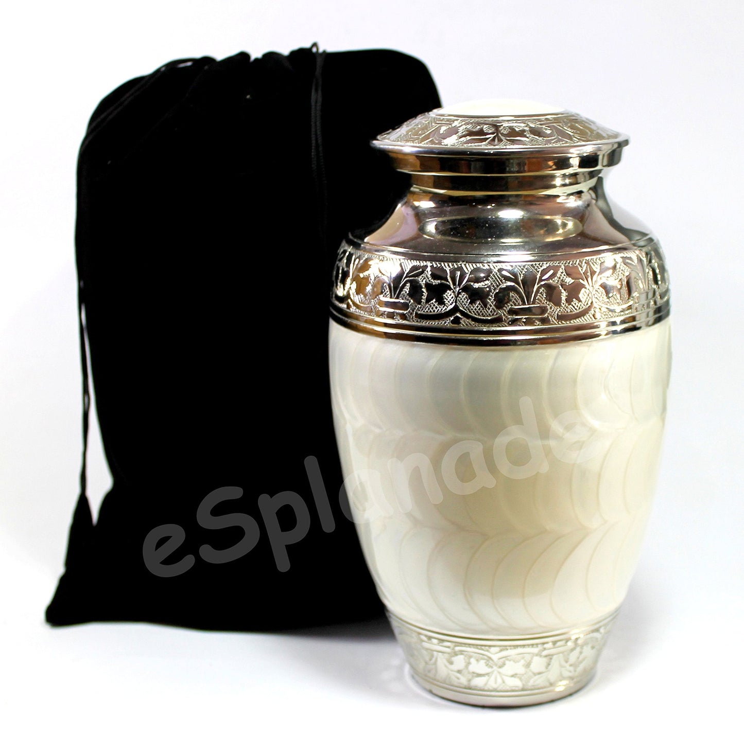 eSplanade Brass Cremation Urn Memorial Jar Pot Container | Full Size Urn for Funeral Ashes Burial | Meenakari Design Metal Urns | Blue - 10" Inches