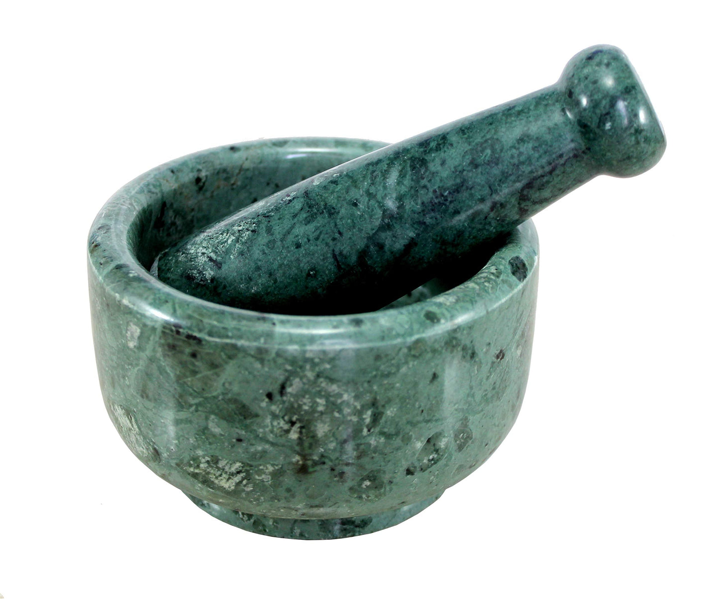 KLEO 5" Diameter Natural Stone Mortar and Pestle Set as Spice Grinder, Medicine Masher - Okhli & Musal (Black, White, Green)