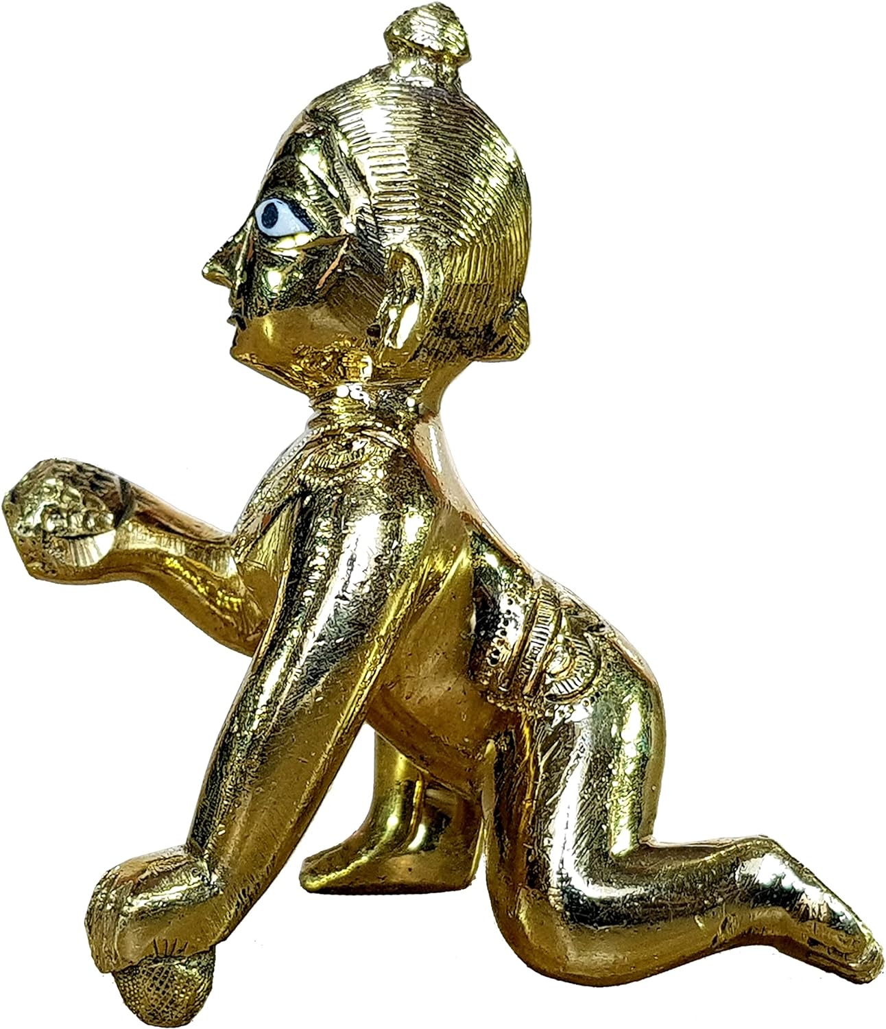 StonKraft Brass Krishna Laddoo Gopal Kanha Makhan Chor Statue Idol Murti Sculpture
