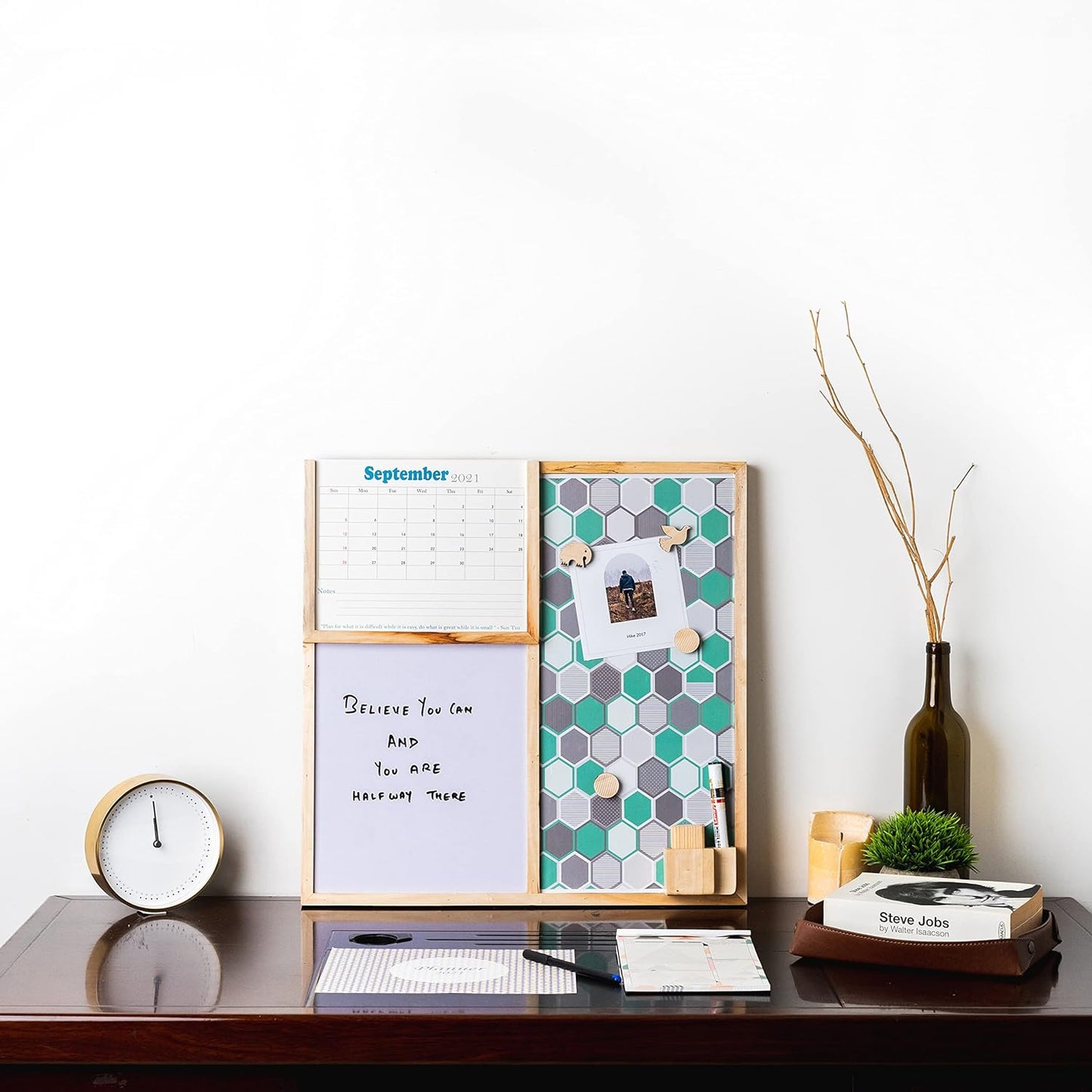 IVEI Combination Board with Magnet Board, Planner & Whiteboard -Innovative Organizer for Kids and Adults with Magnets to Do Boards, Best Gift for Home, Office, School- Green, Yellow