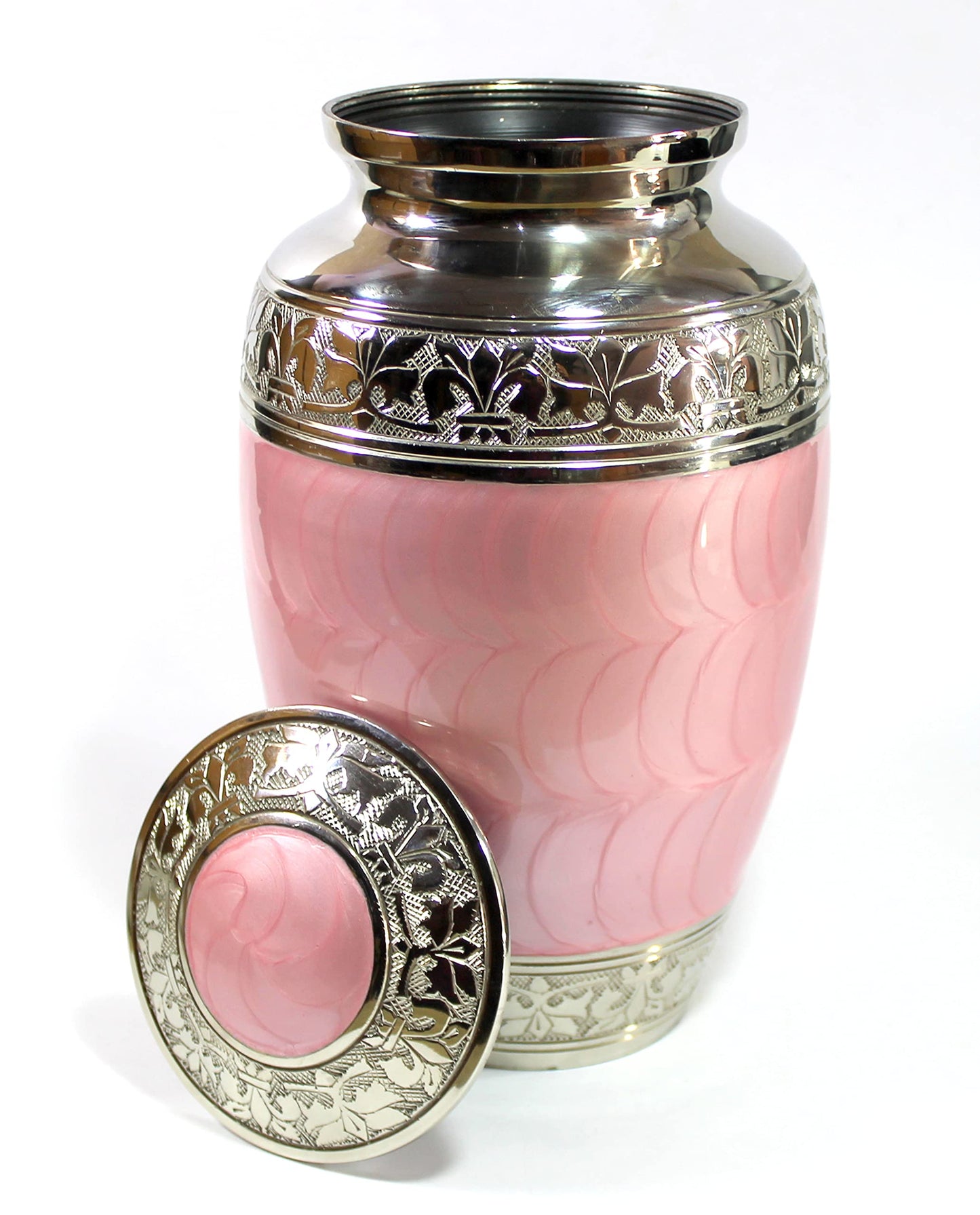 eSplanade Brass Cremation Urn Memorial Jar Pot Container | Full Size Urn for Funeral Ashes Burial | Meenakari Design Metal Urns | Blue - 10" Inches