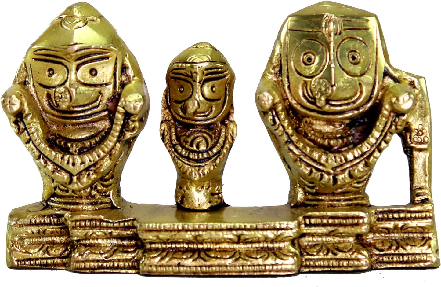 eSplanade Brass Lord Puri Jagannath, Balaram and Subhadra maa Idol for Decor Idol Murti Statue - 2.75 & 5.25 inches