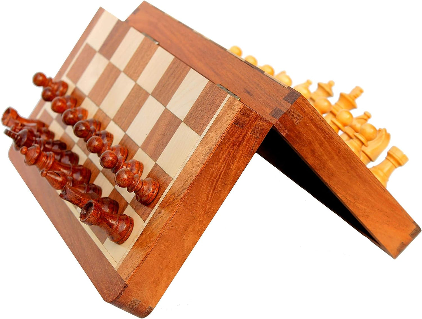 StonKraft 10" x 10" Wooden Chess Game Board Set + Wooden Chess Pieces