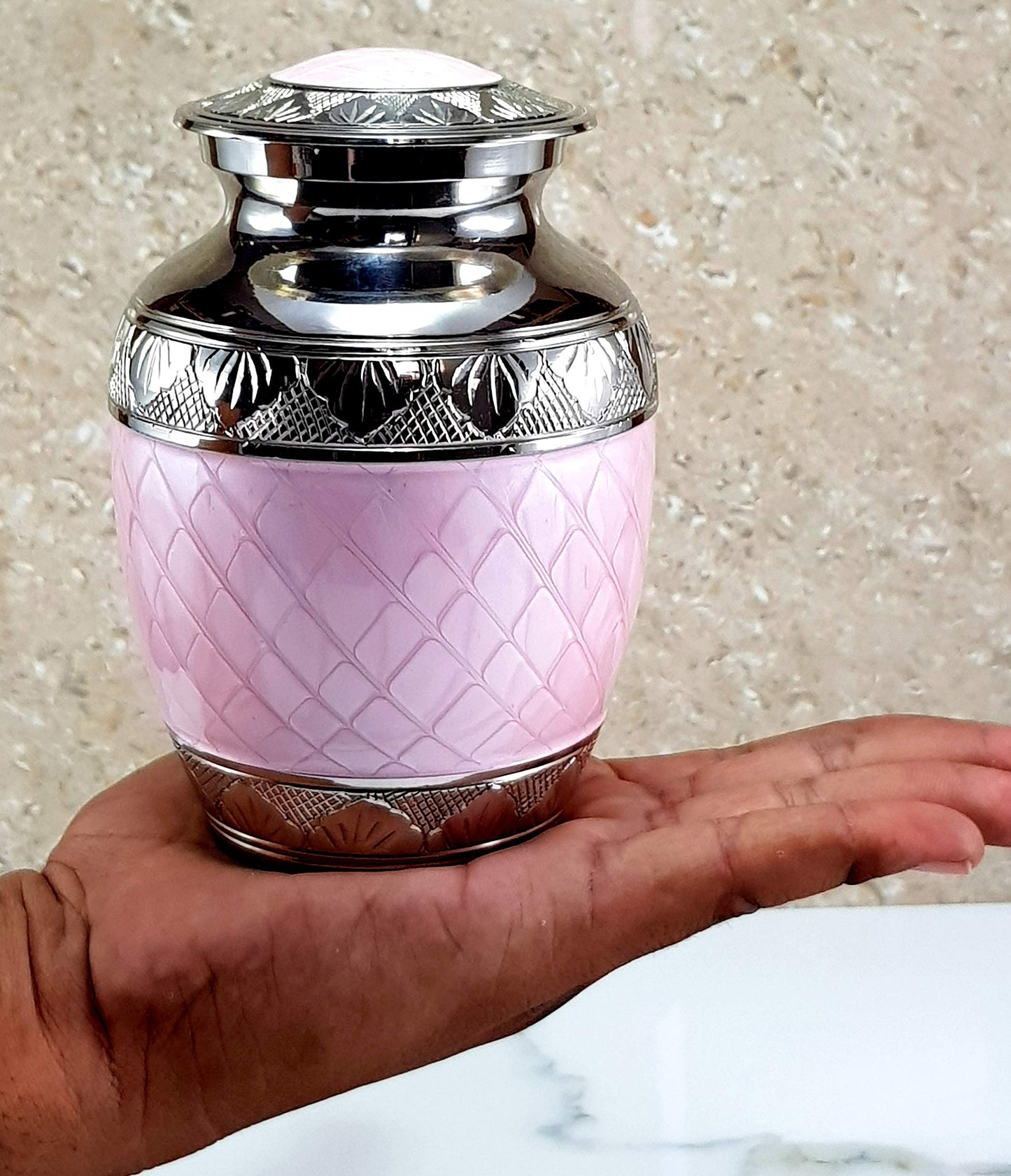 eSplanade Metal Cremation Urn Memorial Jar Pot Container | Medium Size Urn for Funeral Ashes Burial | Engraved Metal Urn