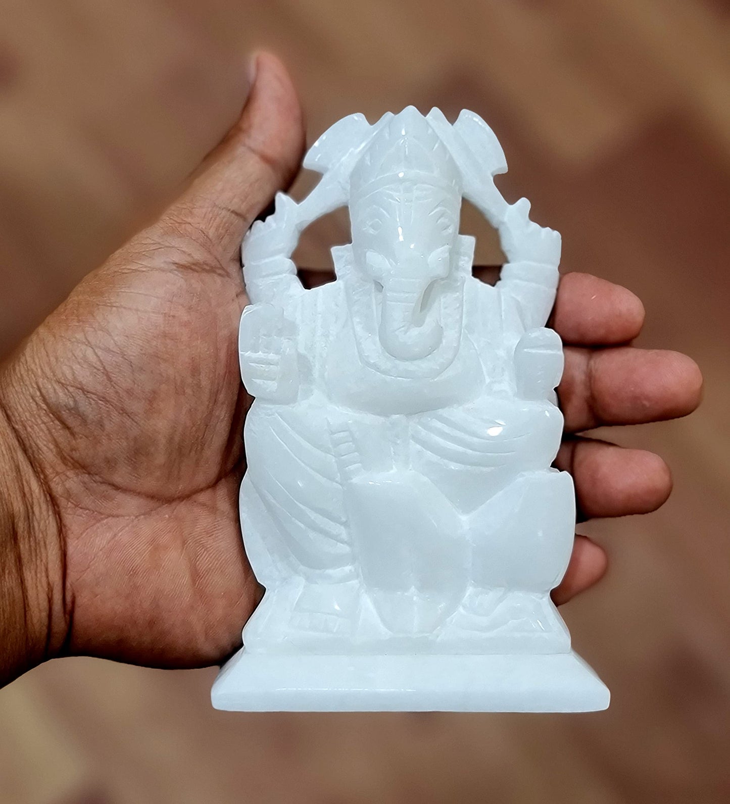 StonKraft Marble Ganesh Ganesha Statue Murti Idol ( Left Trunk)