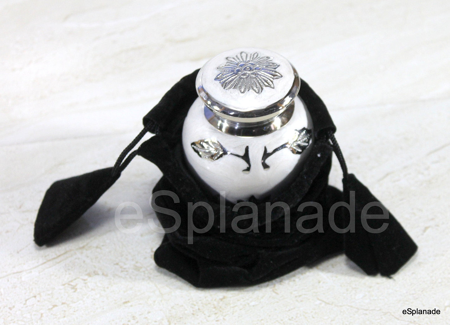 eSplanade Metal Mini Cremation Urn Keepsake Memorial Jar Pot Container | Small Urn for Funeral Ashes Burial | Engraved Metal Keepsake | Navy Blue, Grey, Purple, White - 3" Inches