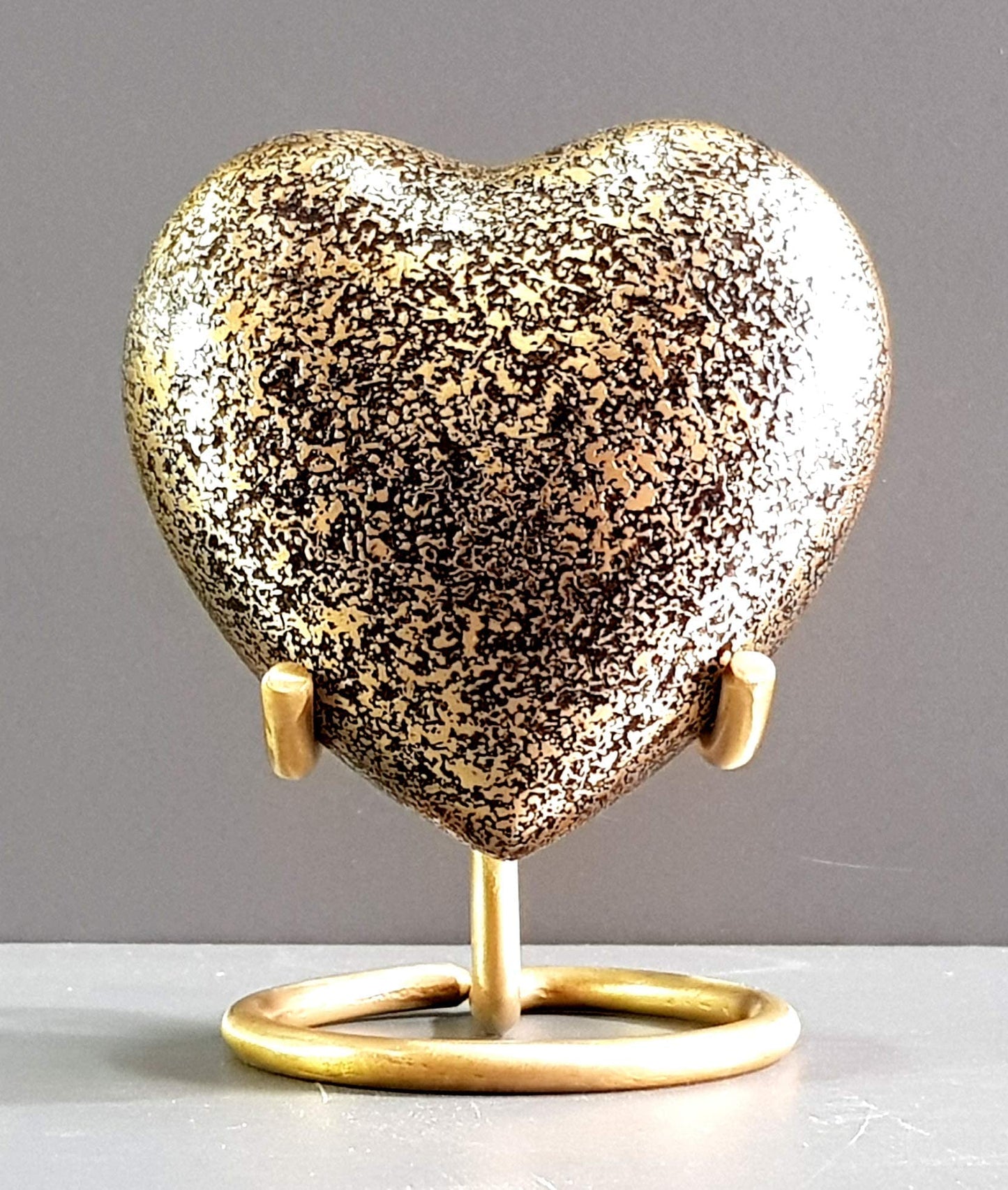 eSplanade Metal Mini Cremation Urn Heart-shaped Keepsake Memorial Jar Pot Container | Small Urn for Funeral Ashes Burial | Wave Textured Metal Keepsake with Stand | Multicolor