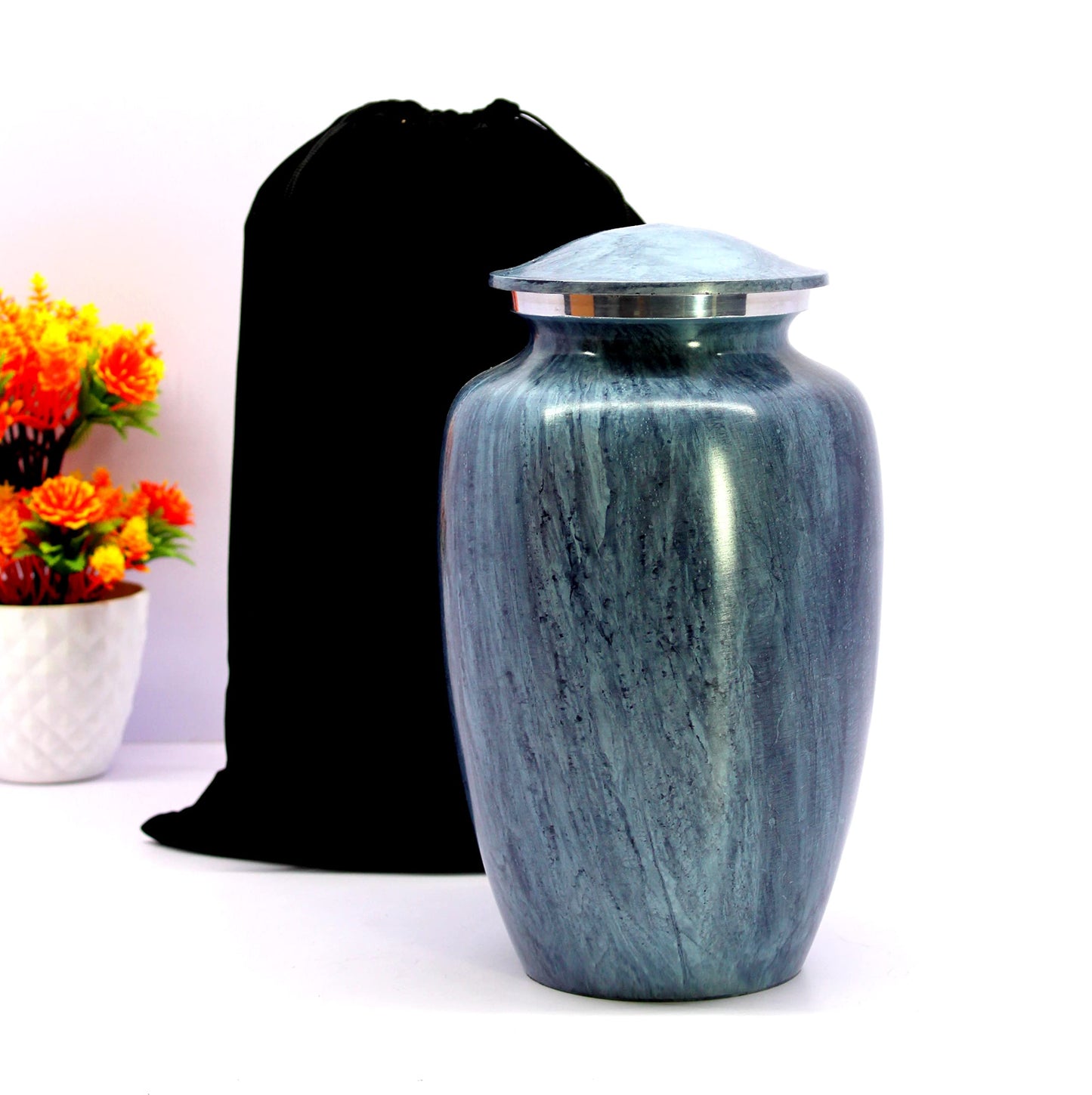 eSplanade Metal Cremation Urn Memorial Jar Pot Container | Full Size Printed Urn for Funeral Ashes Burial | Metal Urns | (Multicolor) - 10" Inches